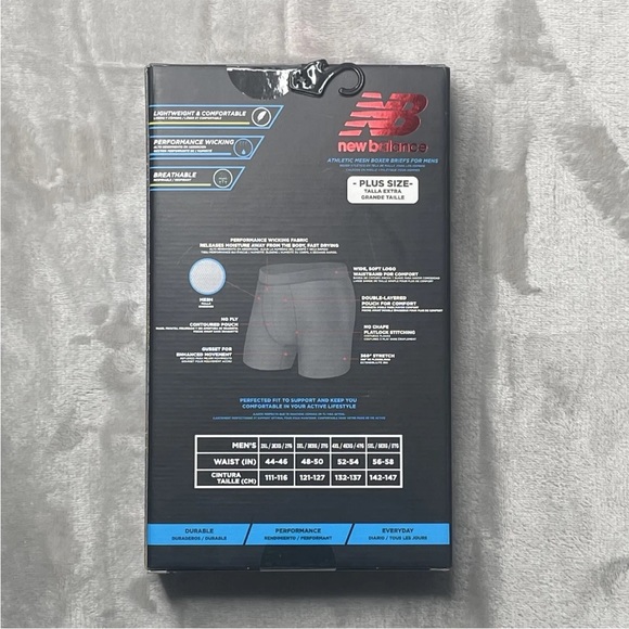 New Balance Boxer Briefs 4XL Plus Size Mens Performance Gray Blue Lightweight - Picture 5 of 7